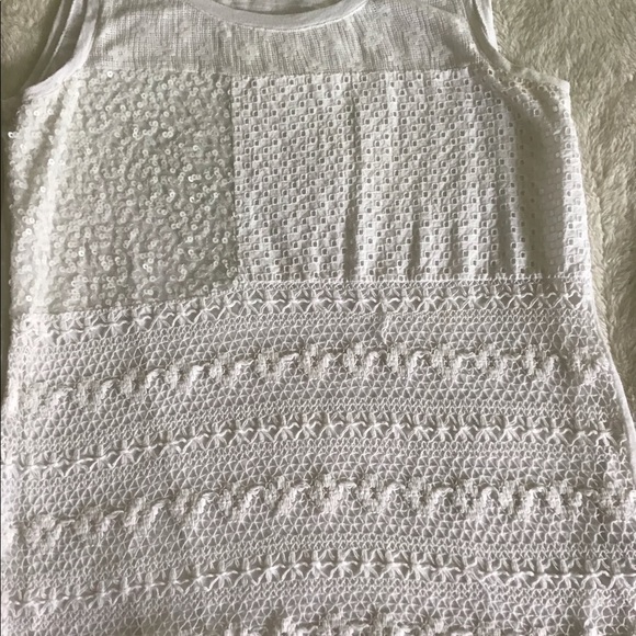 Style & Co tank top white sleeveless with sequins size med - Picture 2 of 9